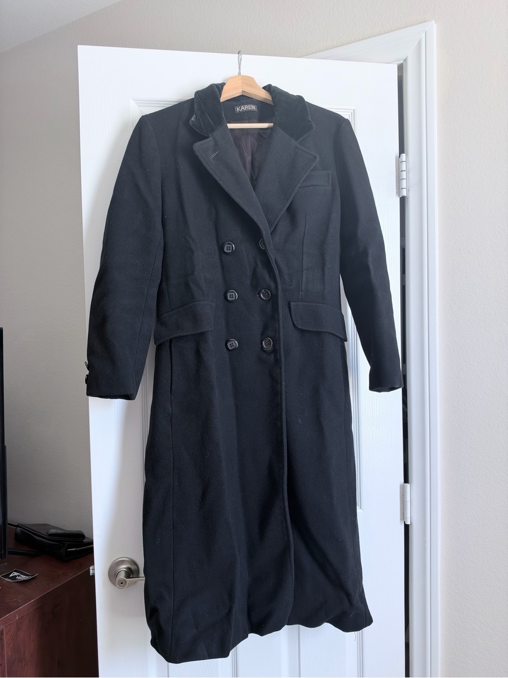 Vintage Karen double-breasted maxi overcoat sz M
